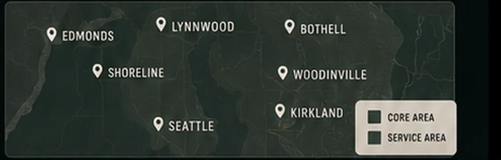 Washington Plumbing Co. core service area map